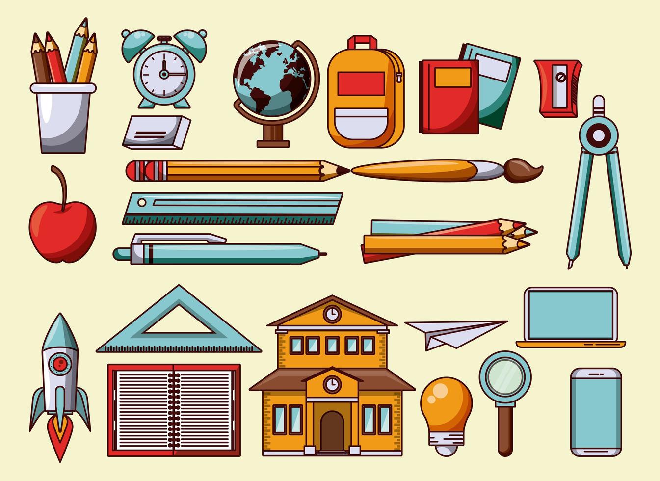 School utensils and symbols set vector