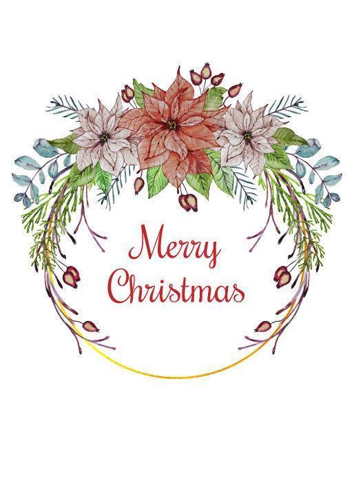 Christmas Wreath floral arrangement with gold ring vector