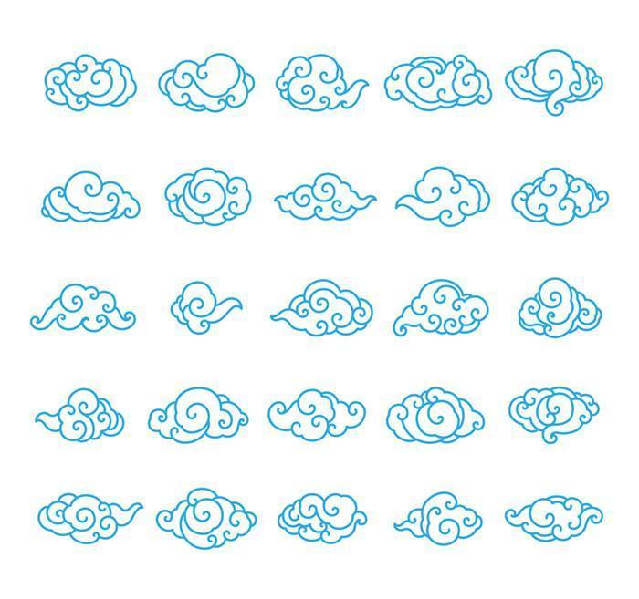 Chinese clouds set collection. vector