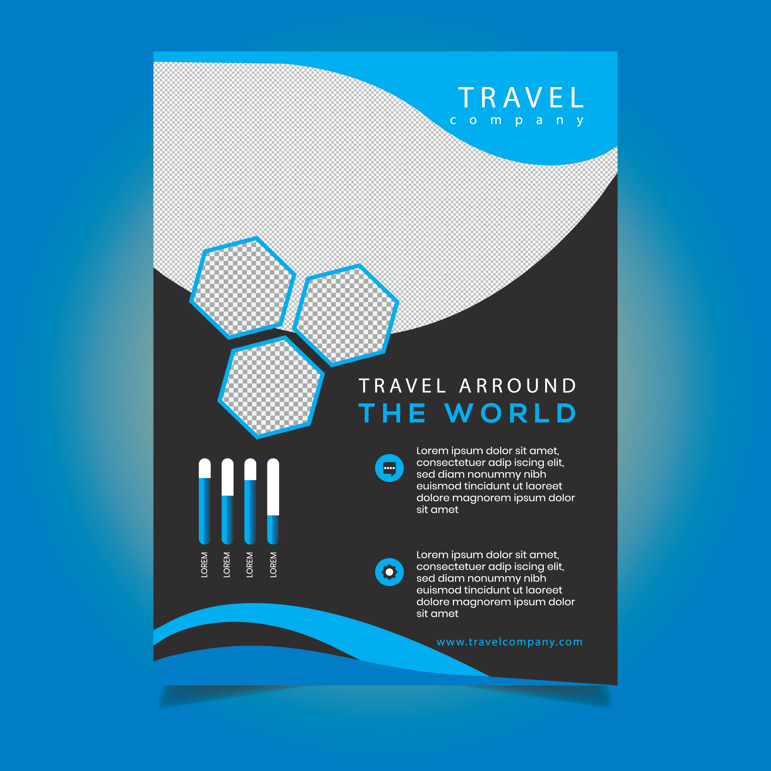 corporate-travel-flyer-template-with-hexagon-shapes-691912-vector-art