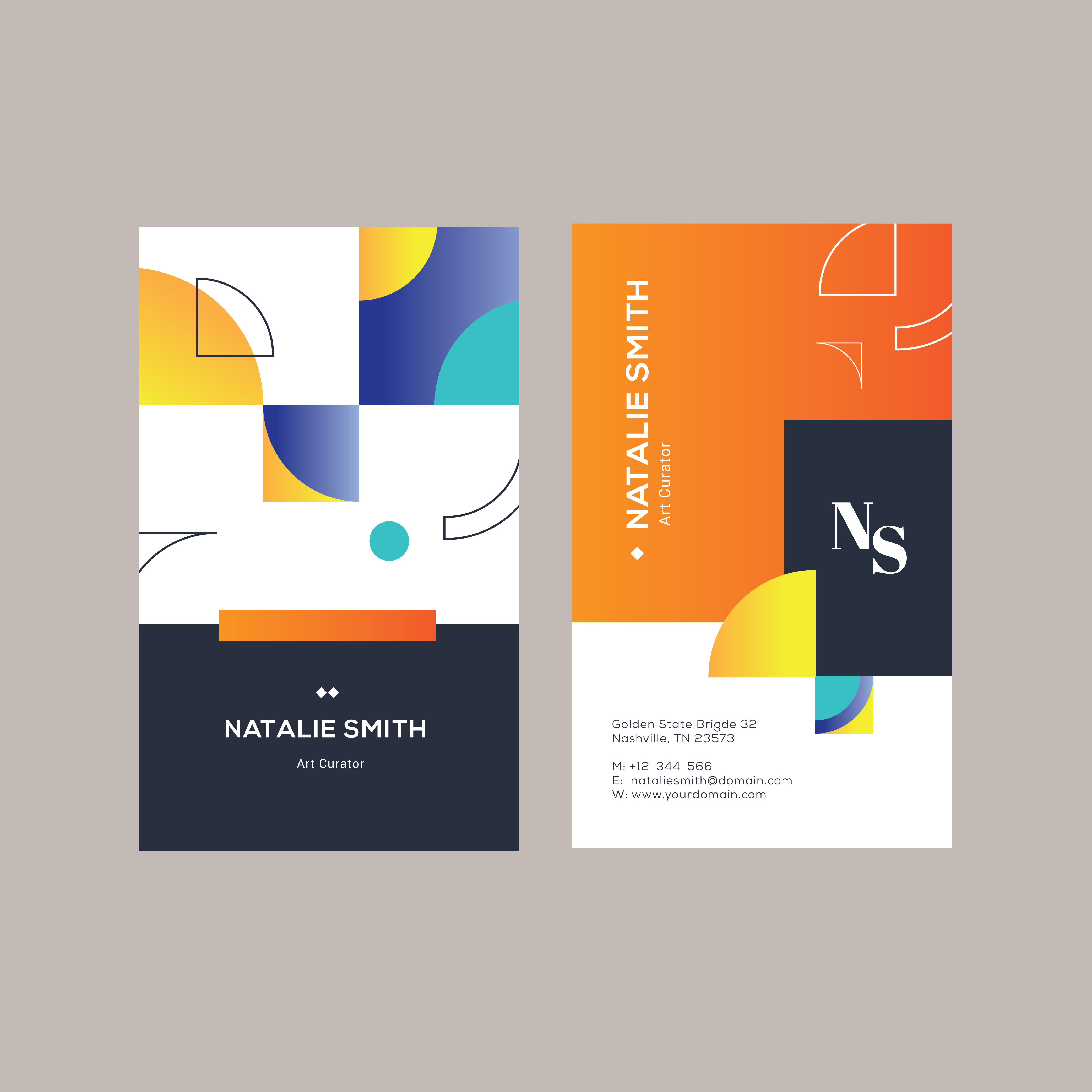 vertical modern name card minimalist abstract design