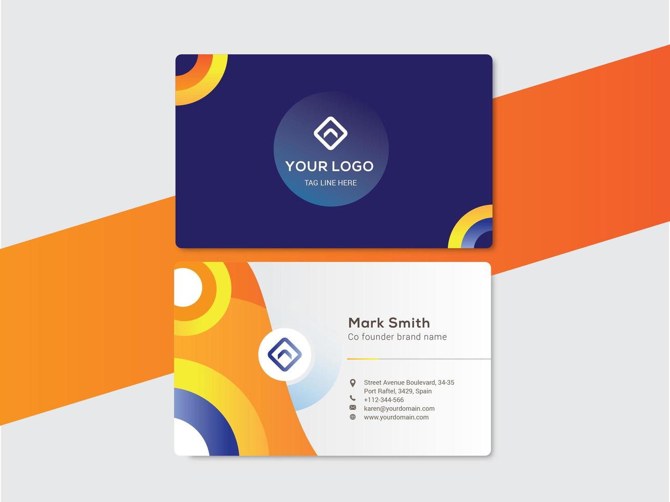 modern corporate business name card design with circle shapes vector