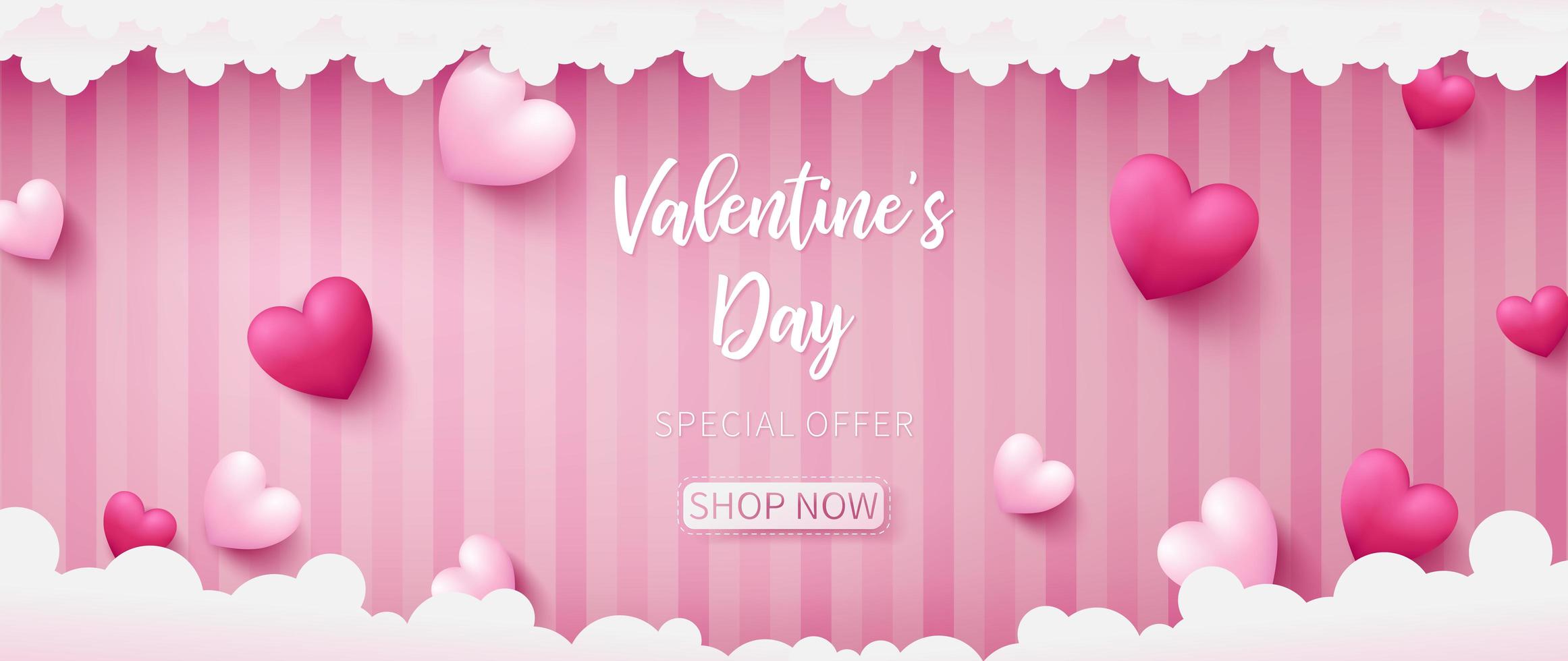 Valentine banner consist of two tone colors of hearts vector