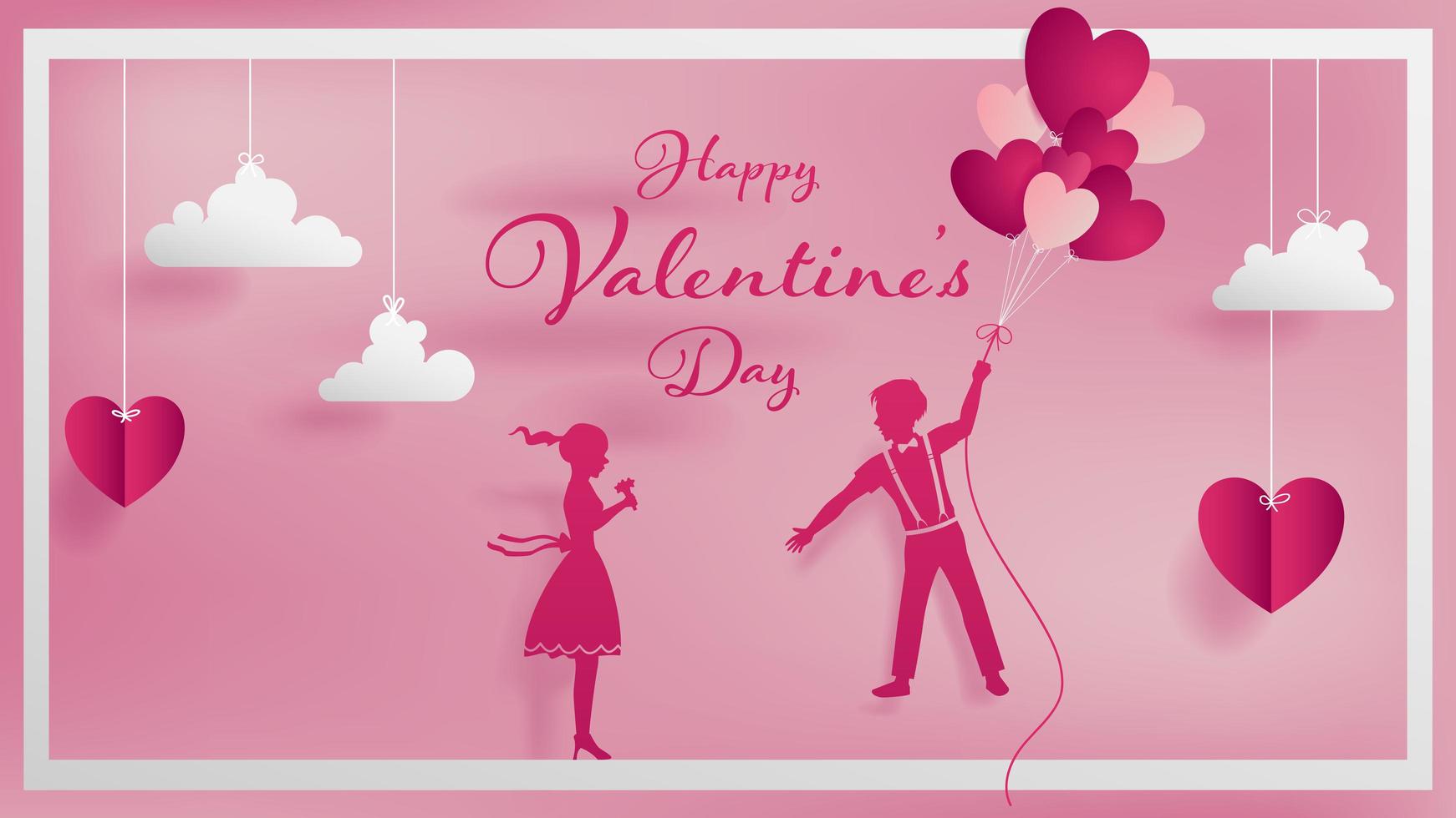 Paper art concept of valentine with a lover couple vector
