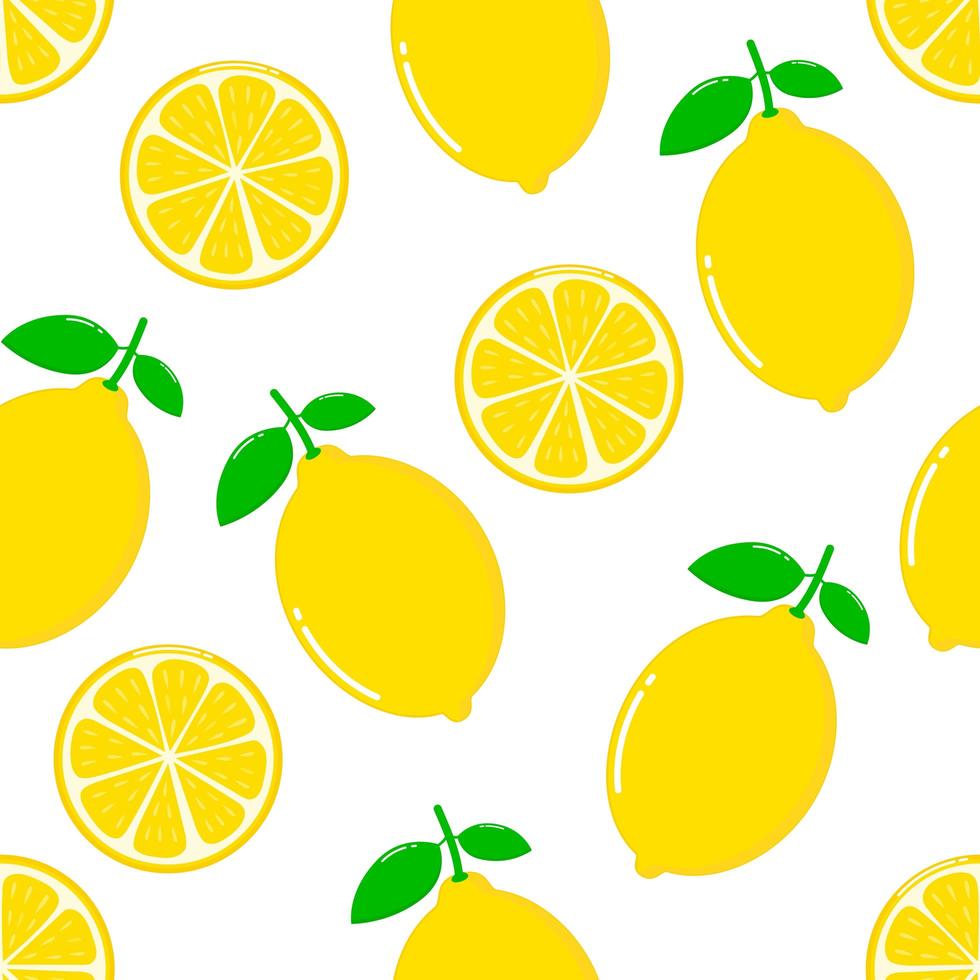 Rodajas de limón sin patrón sobre fondo blanco. vector