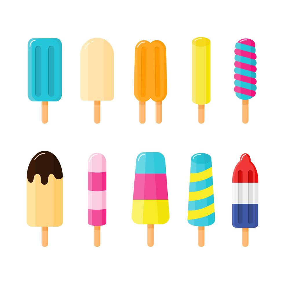 Colección de helados aislado sobre fondo blanco. vector