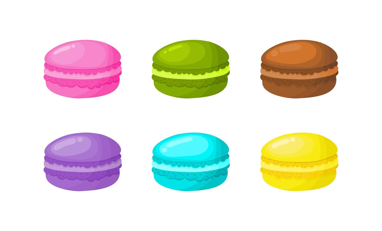 cartoon macaroon set on white background for cafe or restaurant vector