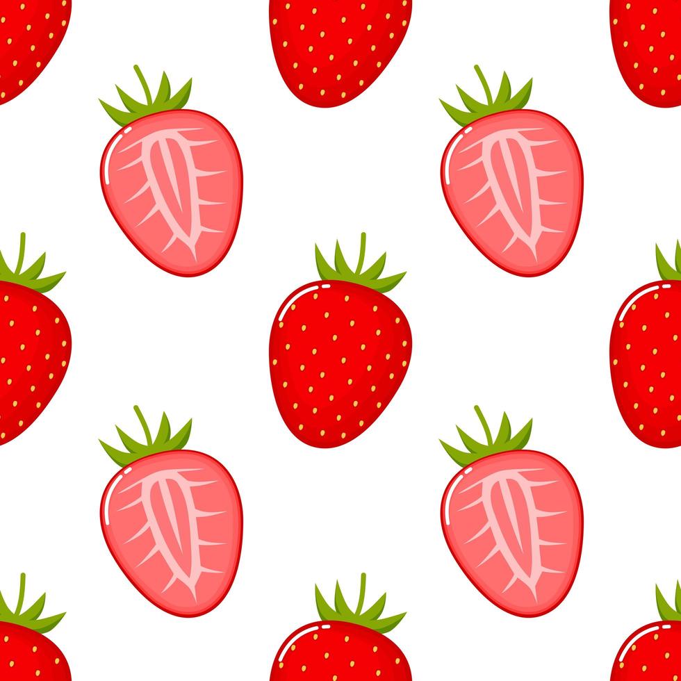 Strawberry fruit seamless pattern vector