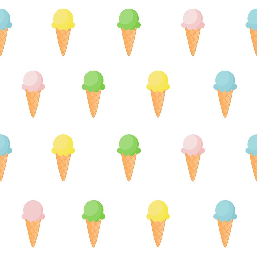 Ice cream seamless pattern on white vector