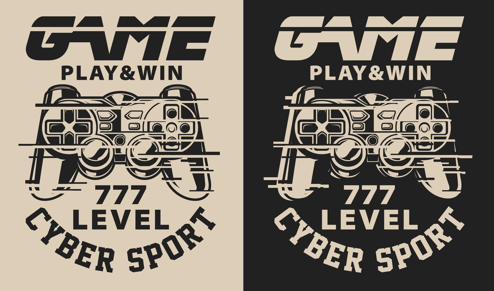 Set of illustration on the gaming theme with glitch effects vector
