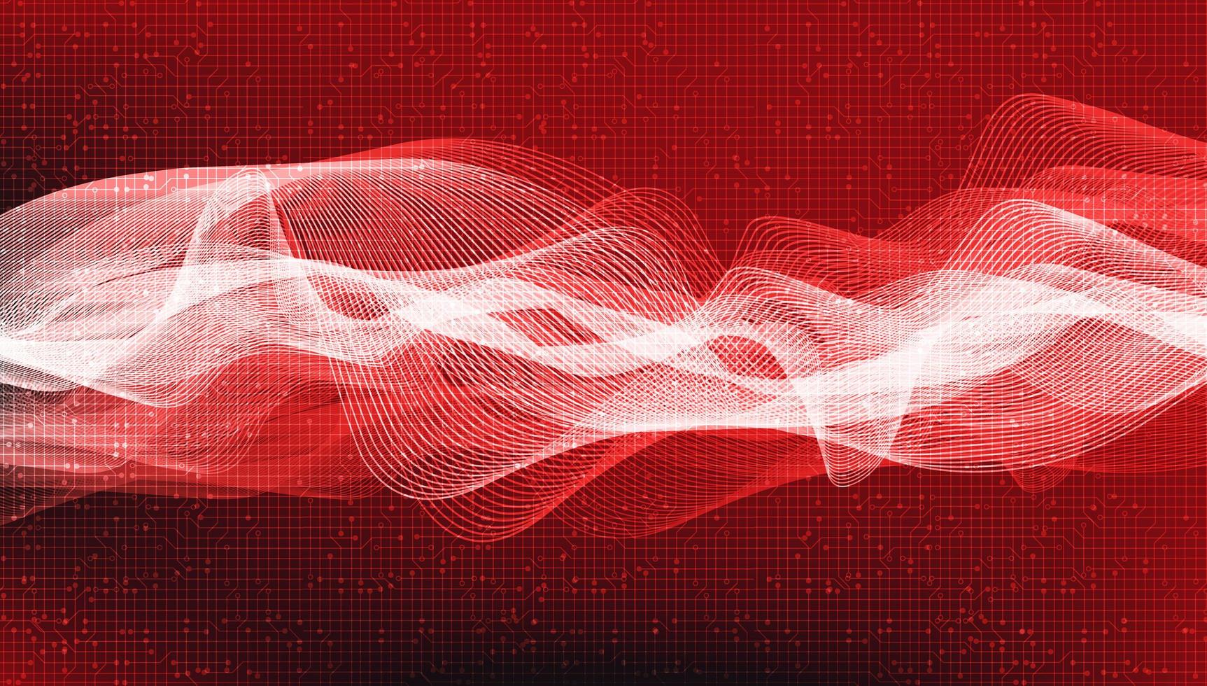 Fondo de onda de sonido digital rojo oscuro. vector