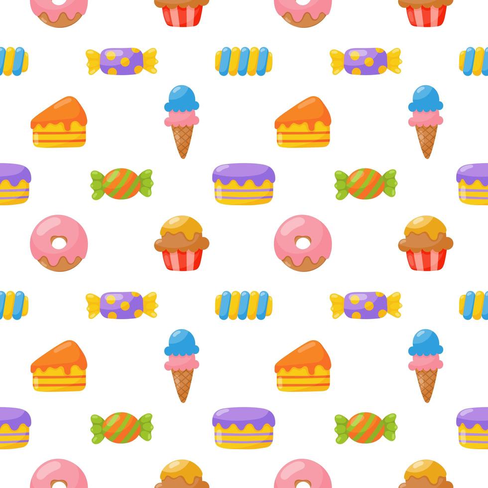 cute candy seamless pattern. sweets desserts isolated on white background