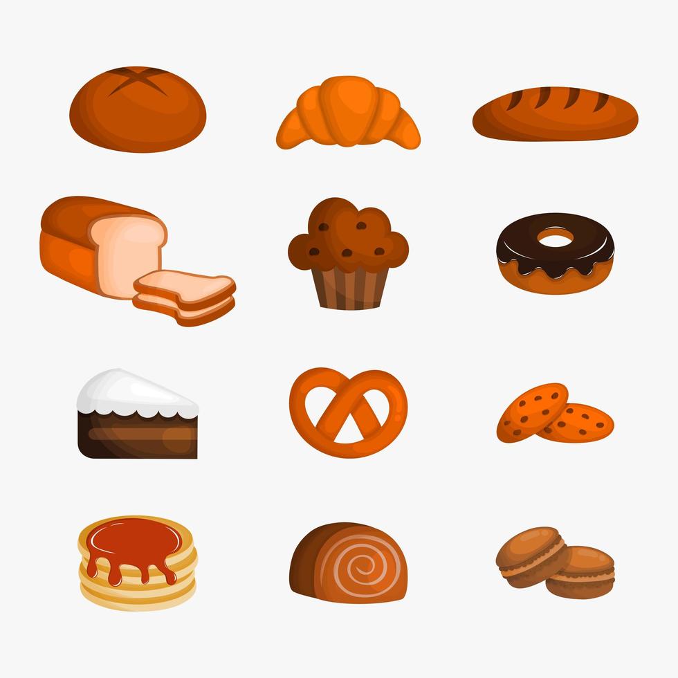 Conjunto de iconos de panadería vector