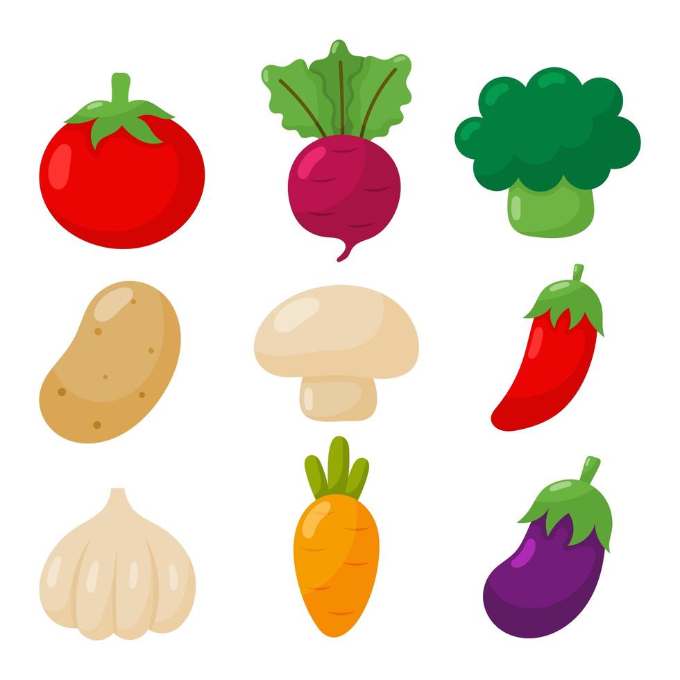 Conjunto de iconos de verduras vector