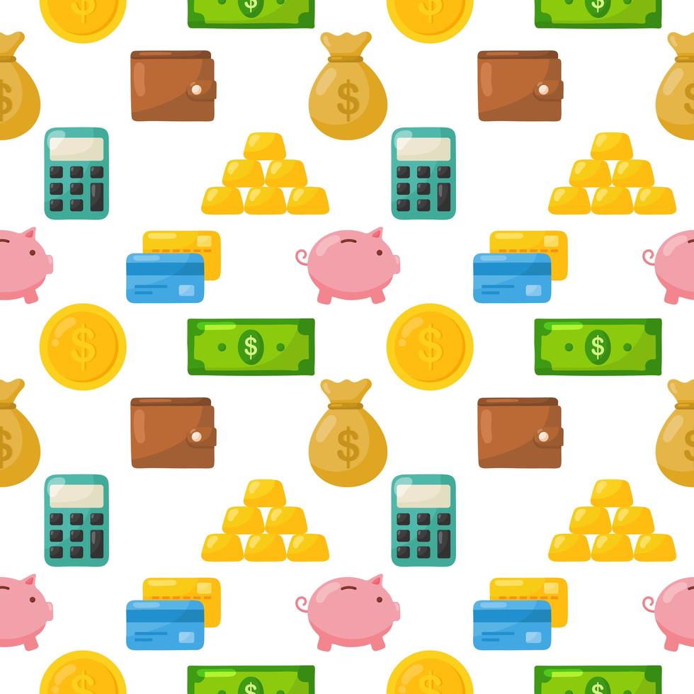 Finance cartoon seamless pattern vector