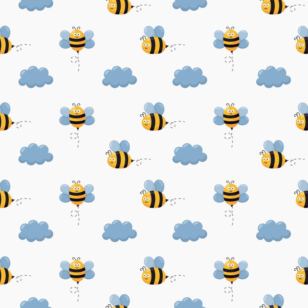 Seamless pattern baby bee cartoon  vector