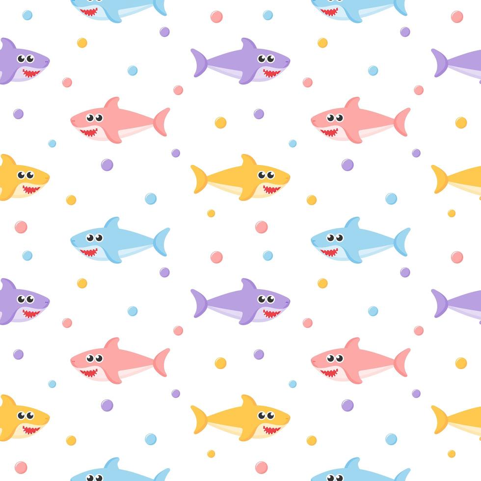 Colorful shark seamless pattern  vector
