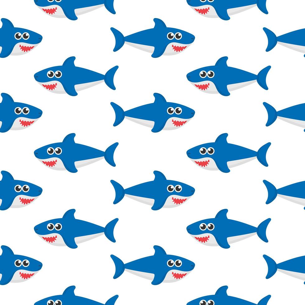 Shark seamless pattern isolated on white background vector