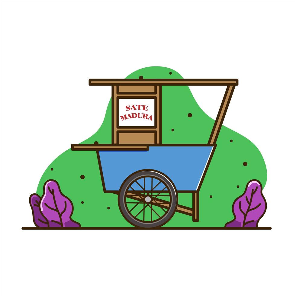 Illustration of satay madura cart vector