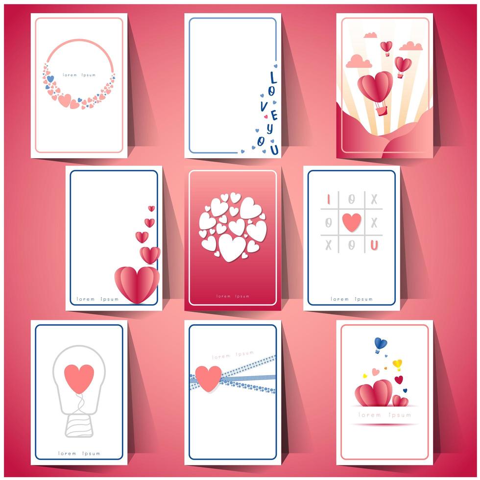 set of valentine's day cards vector