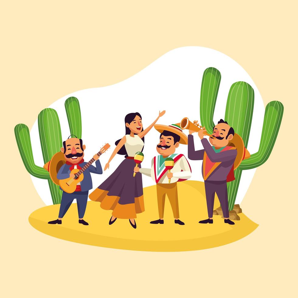 Mexican music playing in desert vector