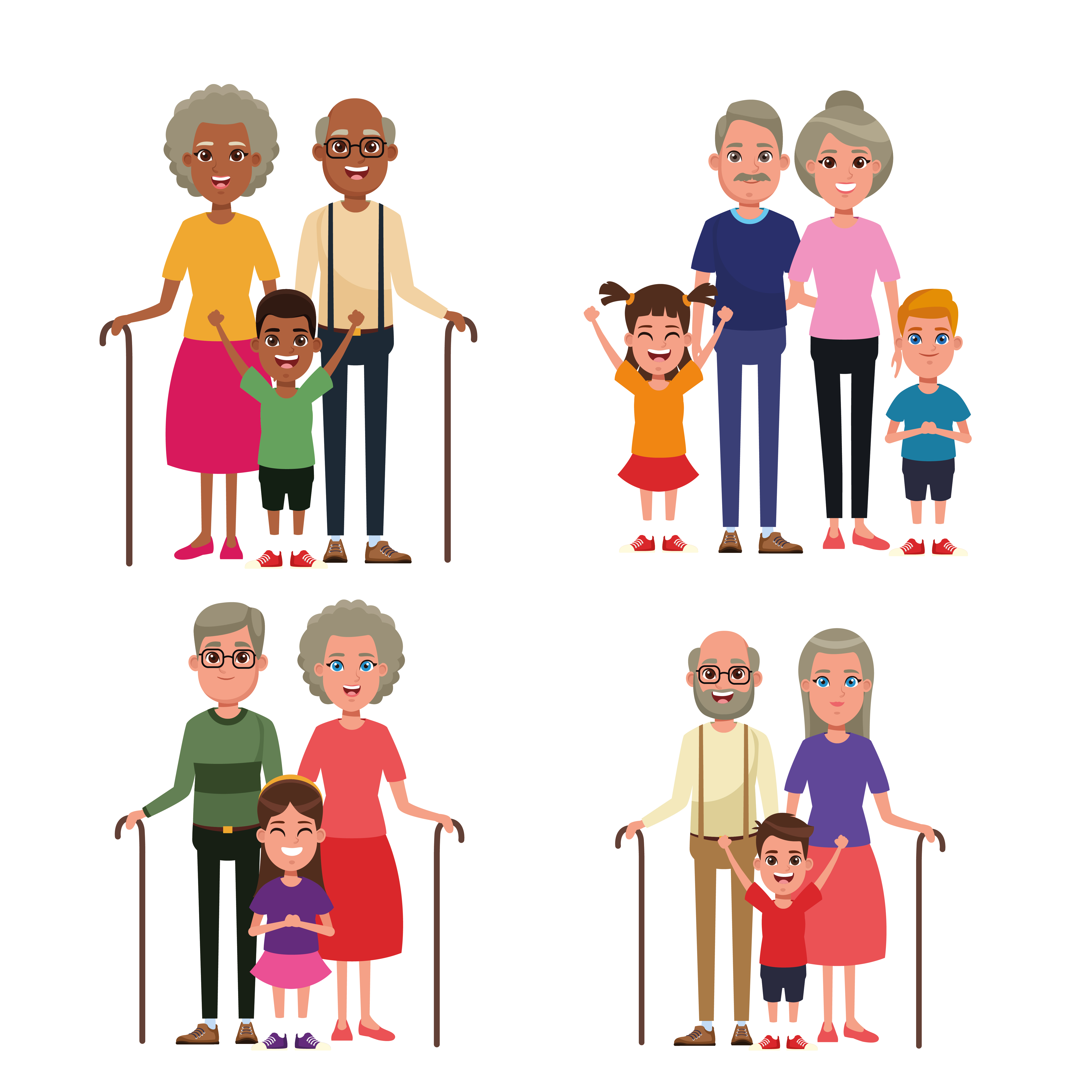 Grandparents With Kids Cartoon