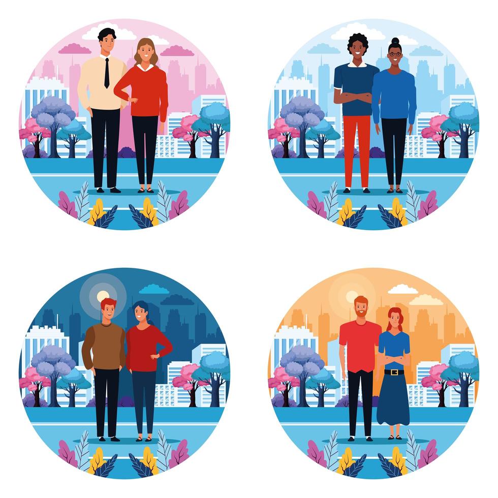 People in the city set vector