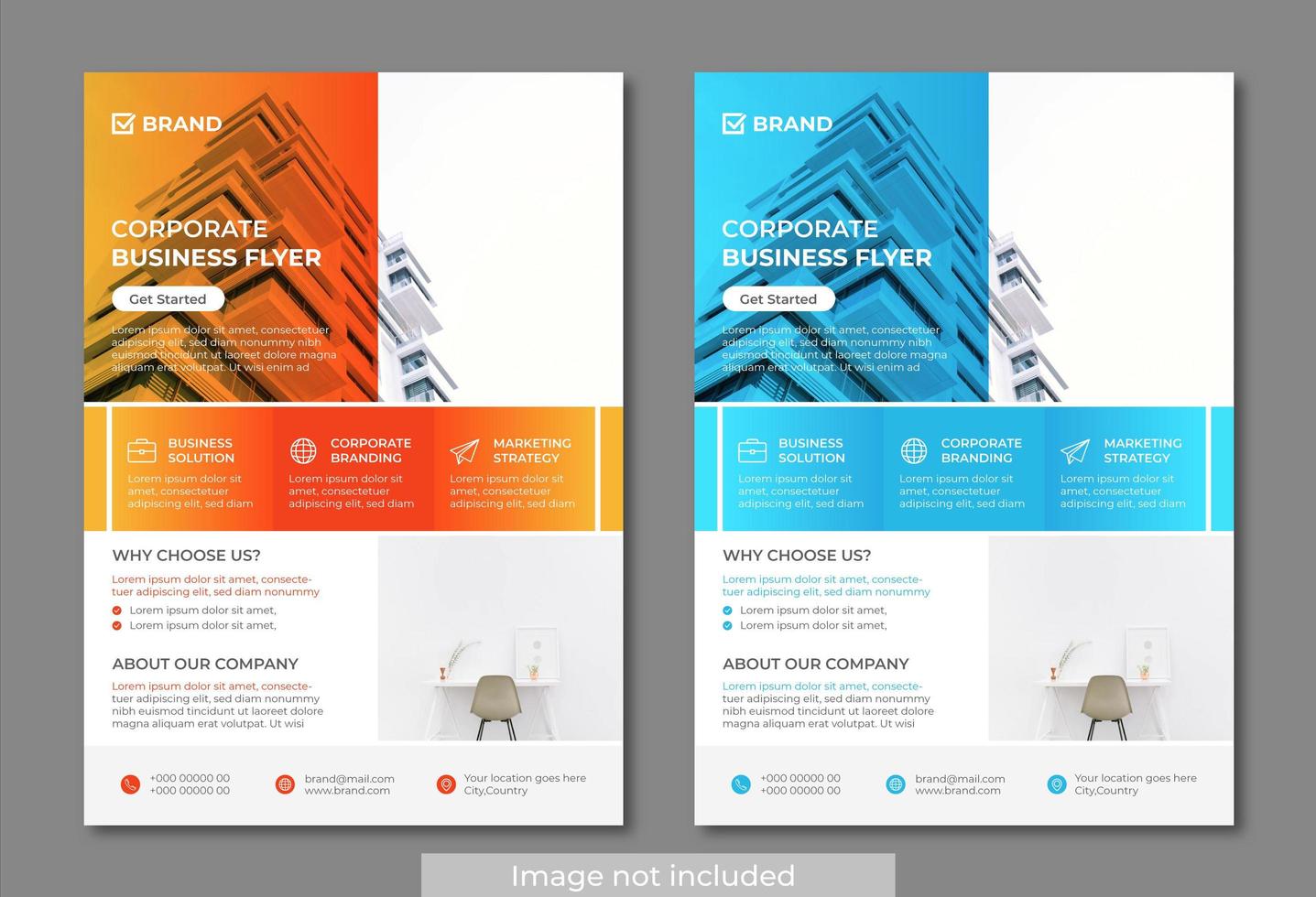 Orange and Blue Modern and clean business flyer templates vector