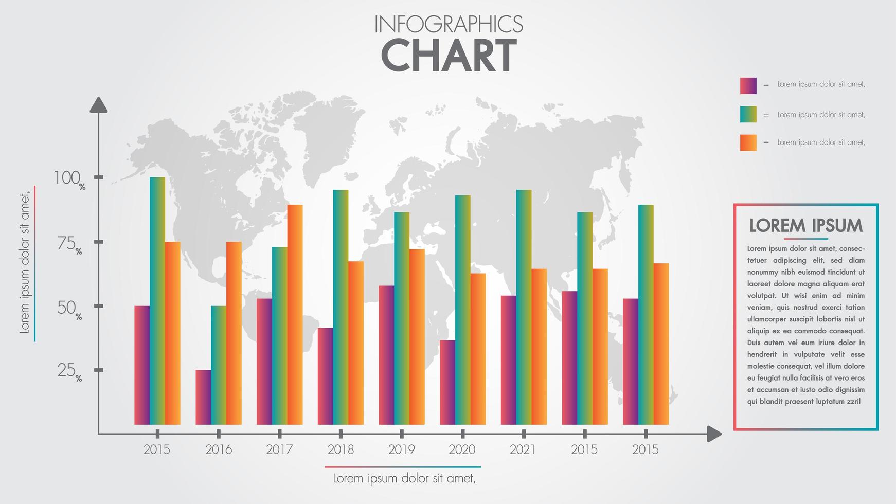 Infografía de negocios diseño gráfico de flecha y global para presentación vector