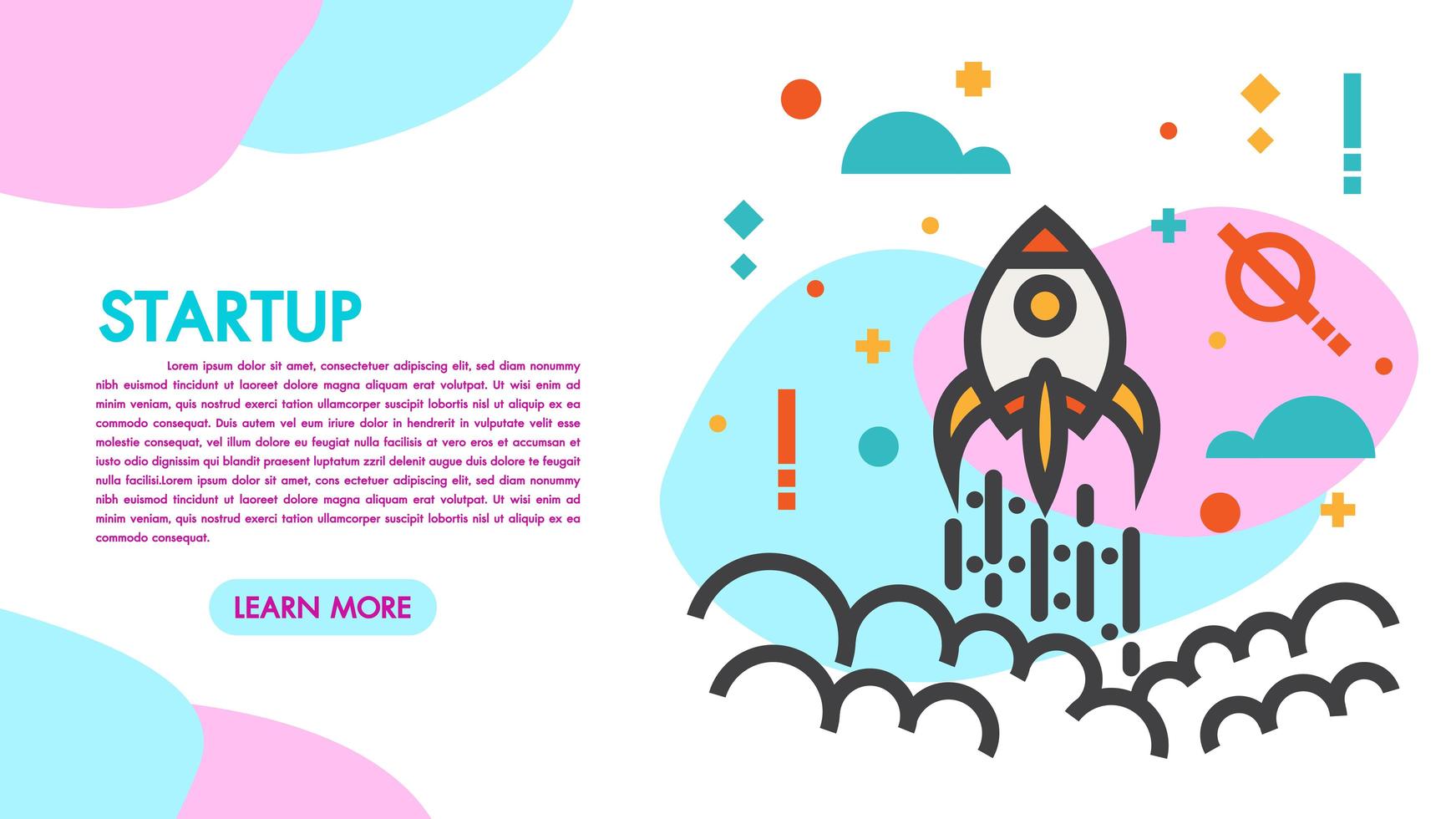 Startup and teamwork modern flat design web banner vector