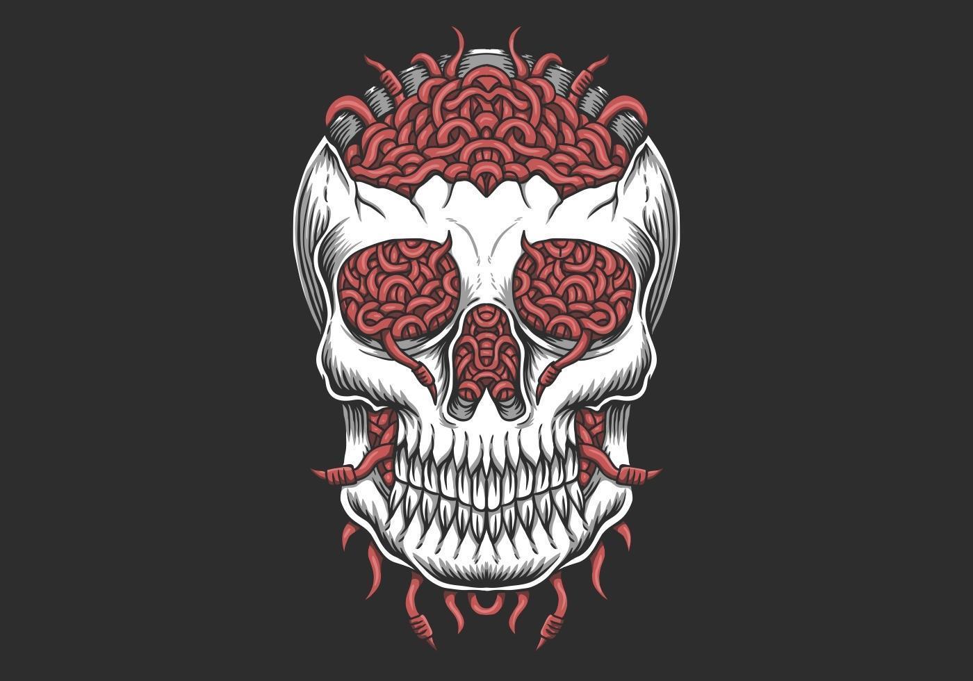 Skull head Worm illustration vector