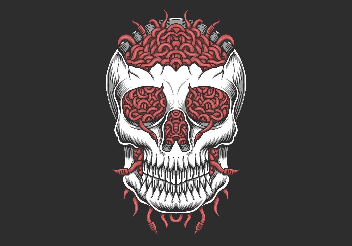 Skull head Worm illustration vector