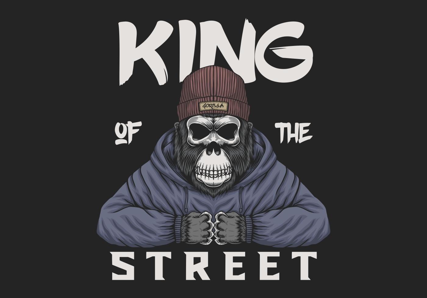 Skull gorilla king of the street illustration vector