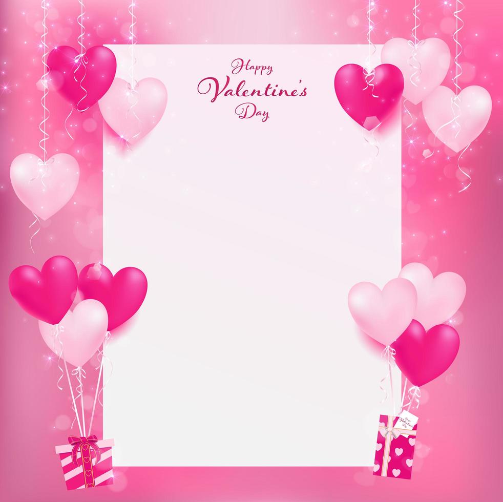 Empty paper with pink balloons vector