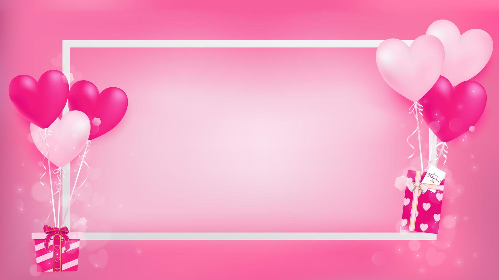 White border with heart balloons vector