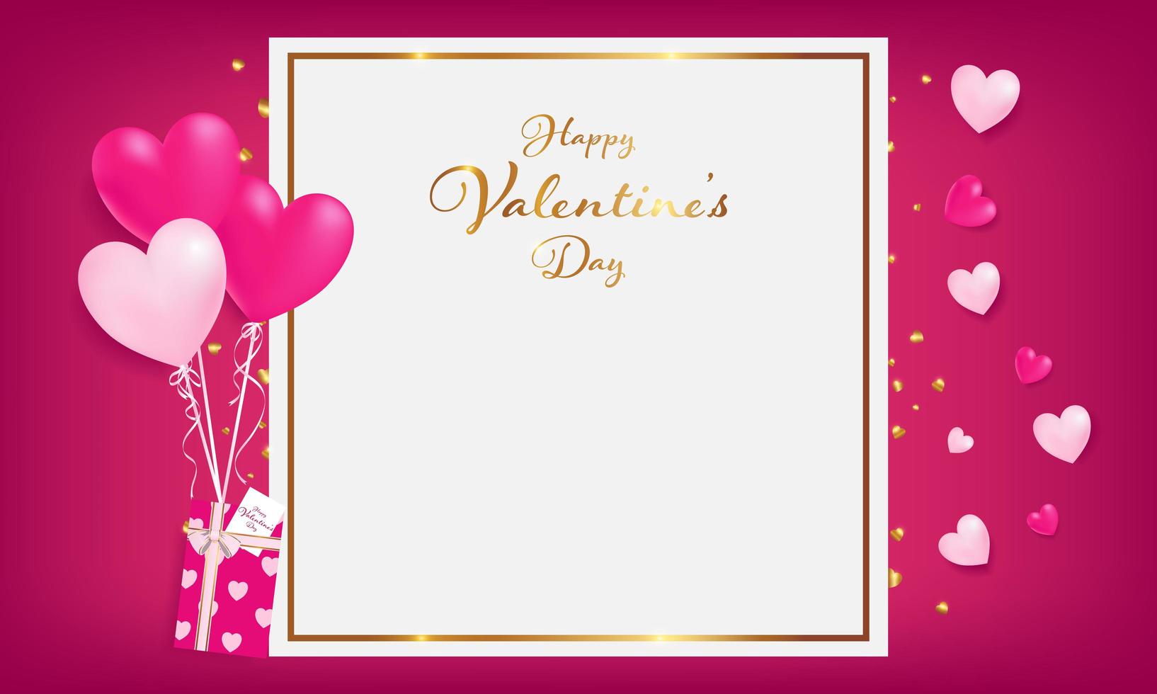 Frame Of Valentines Day With Golden Border 692138 Vector Art At Vecteezy