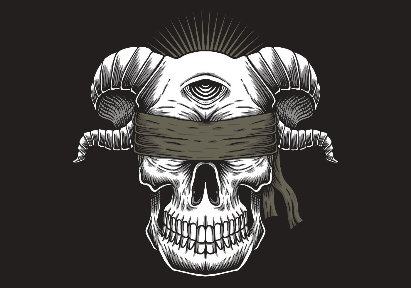 Blind Skull one eye illustration vector