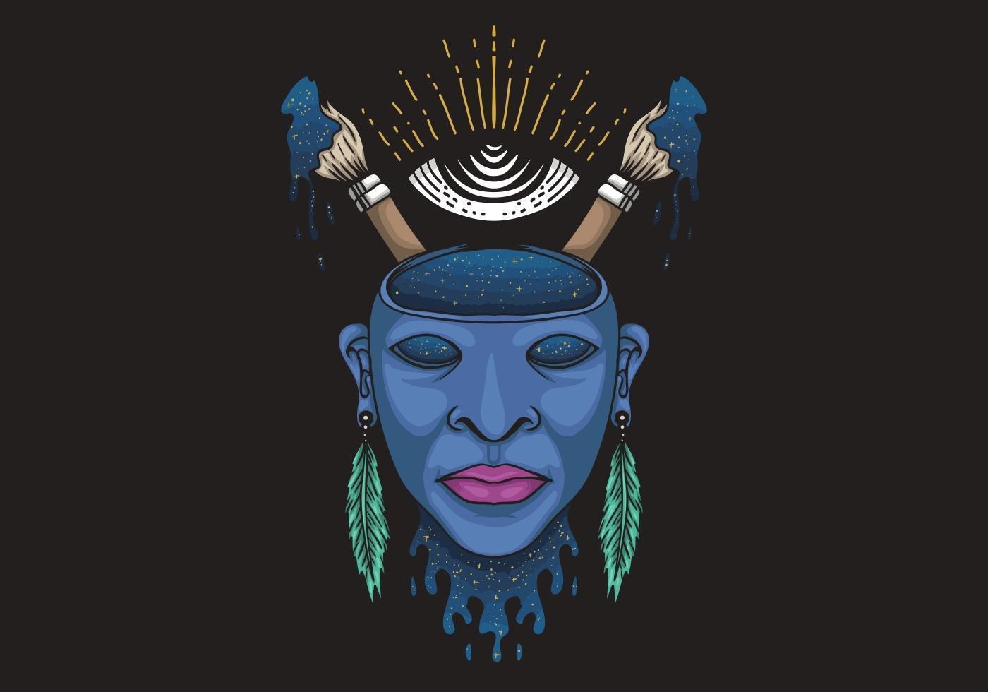 Art galaxy human mind illustration vector