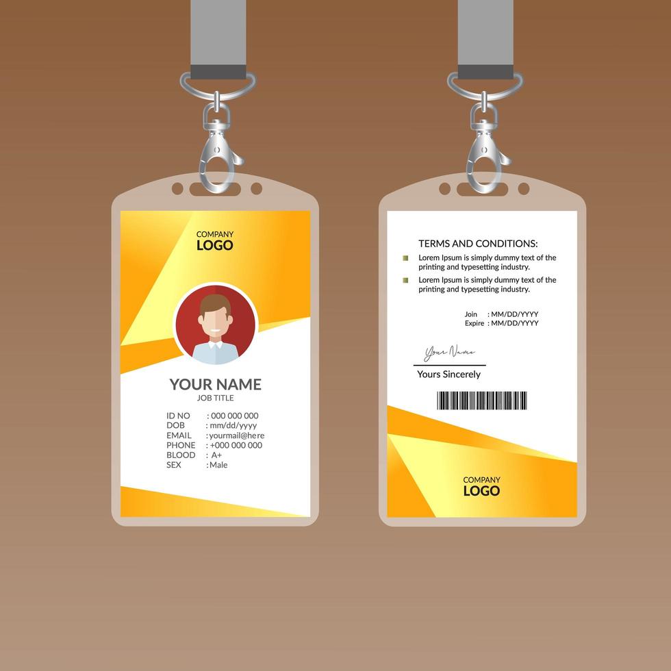 Yellow Modern ID card Design Template vector