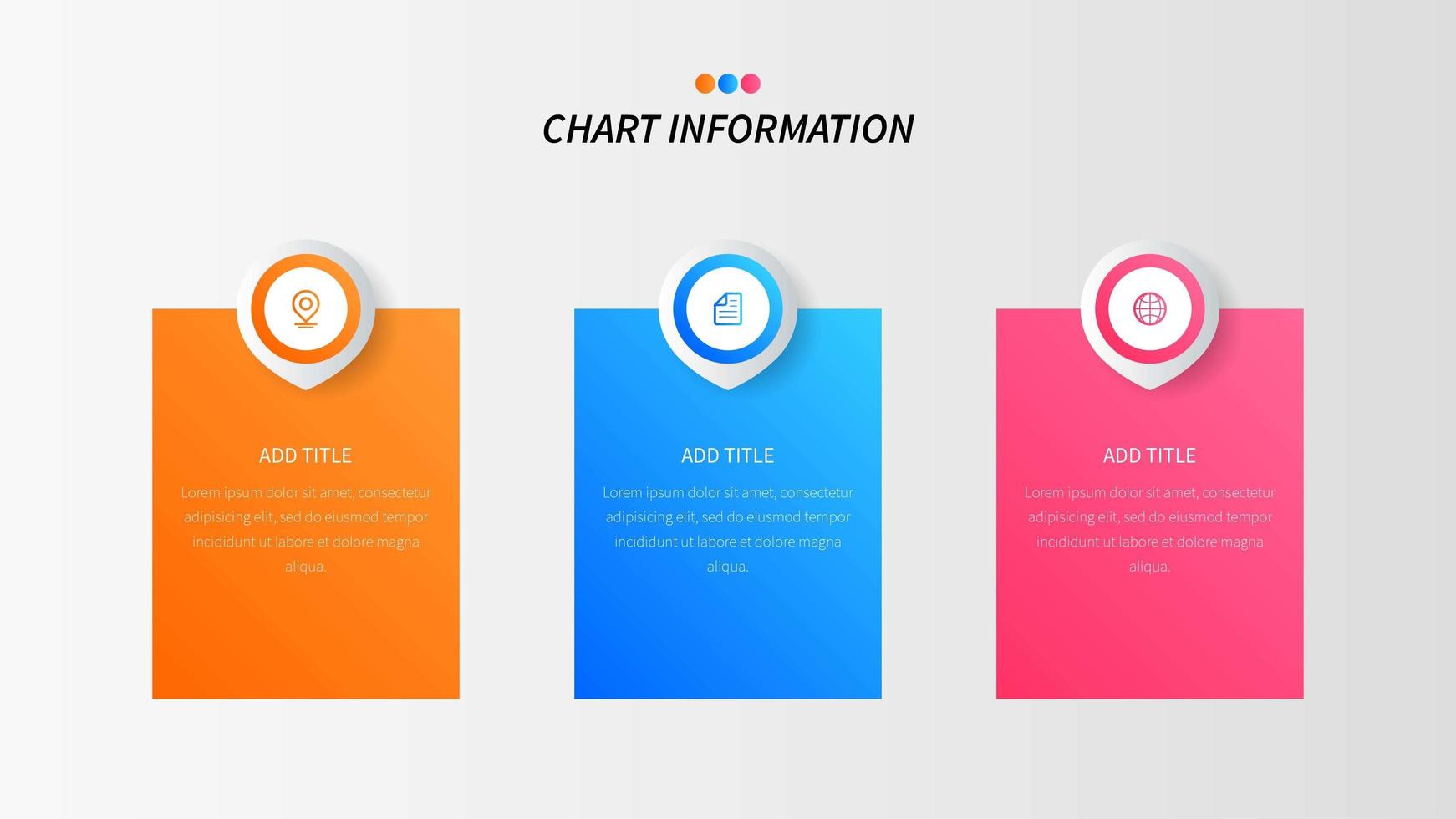 Three block options or steps infographic with icons vector