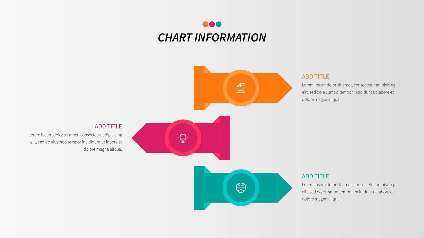 3 step arrow presentation infographic with icons vector