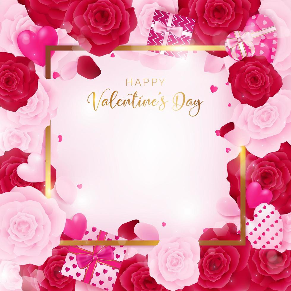 Top view love valentine's day square template vector