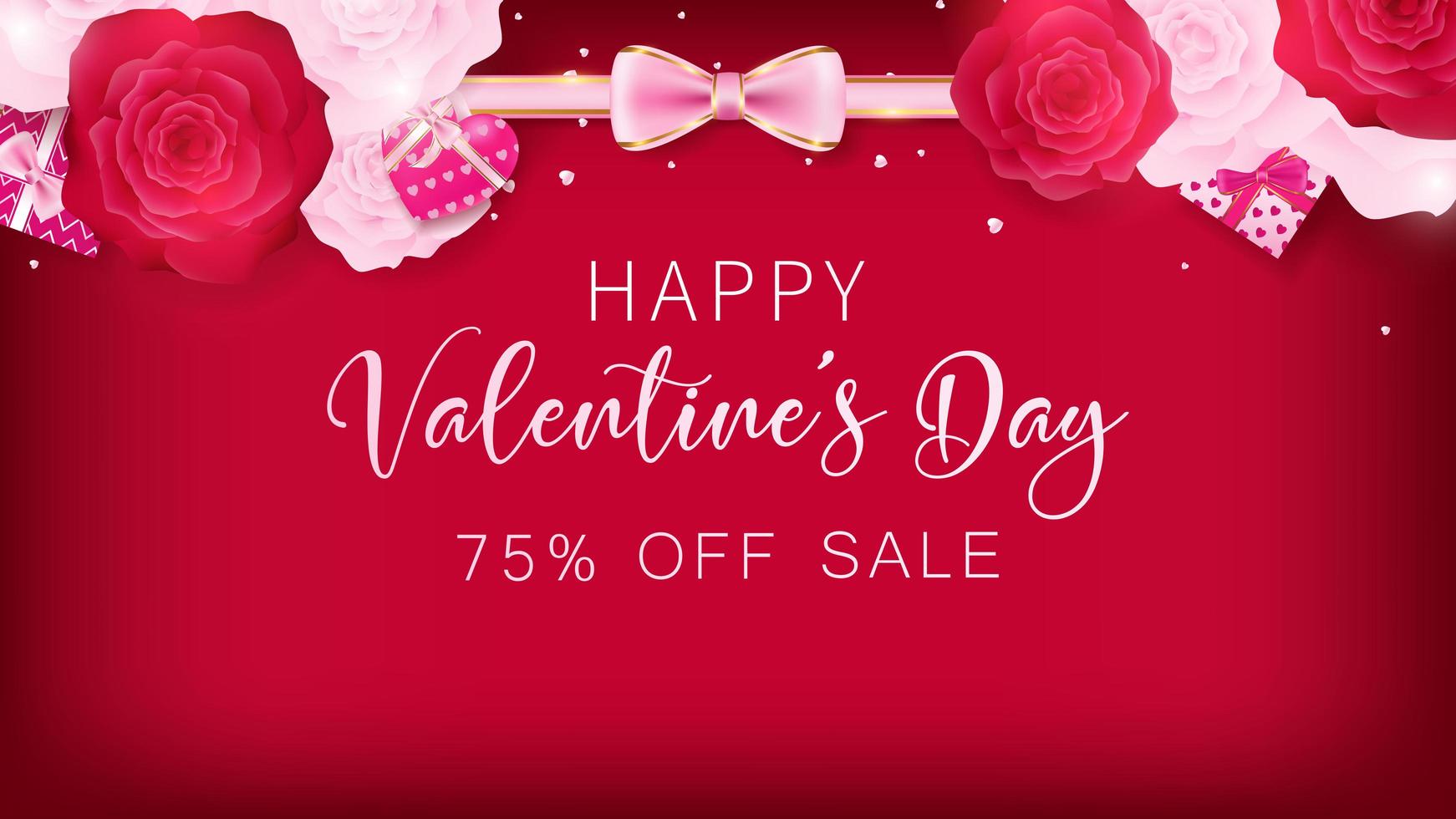 Valentines banner  red background vector