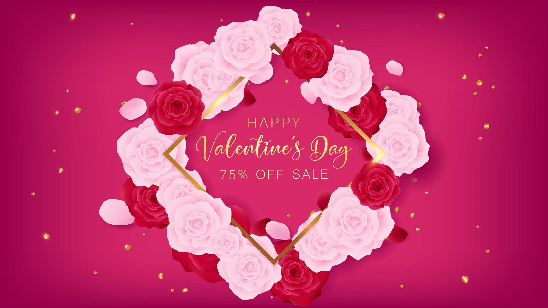 Valentine's day square template vector