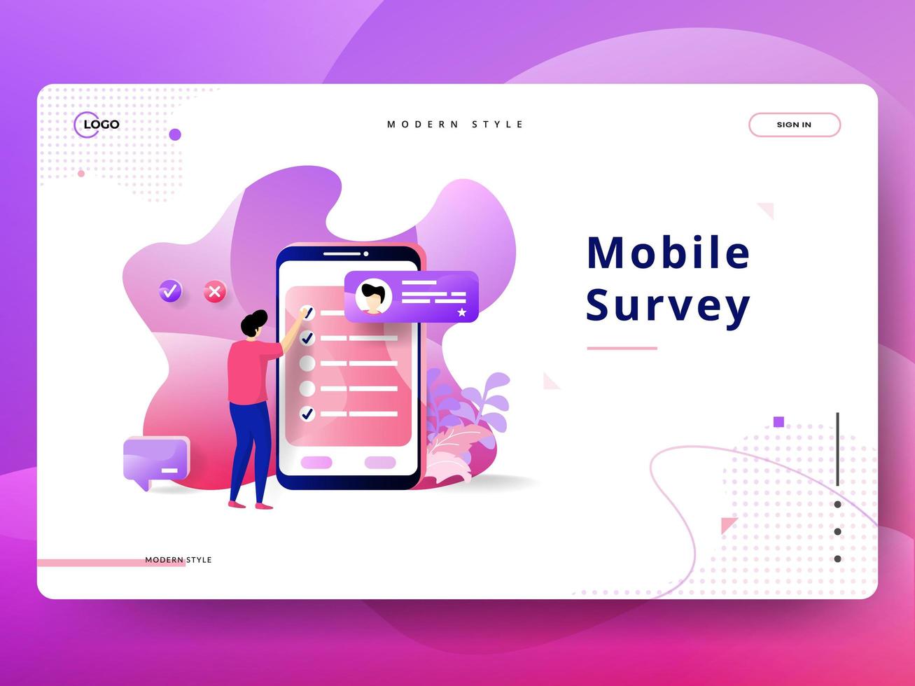 Landing Page Mobile Survey vector