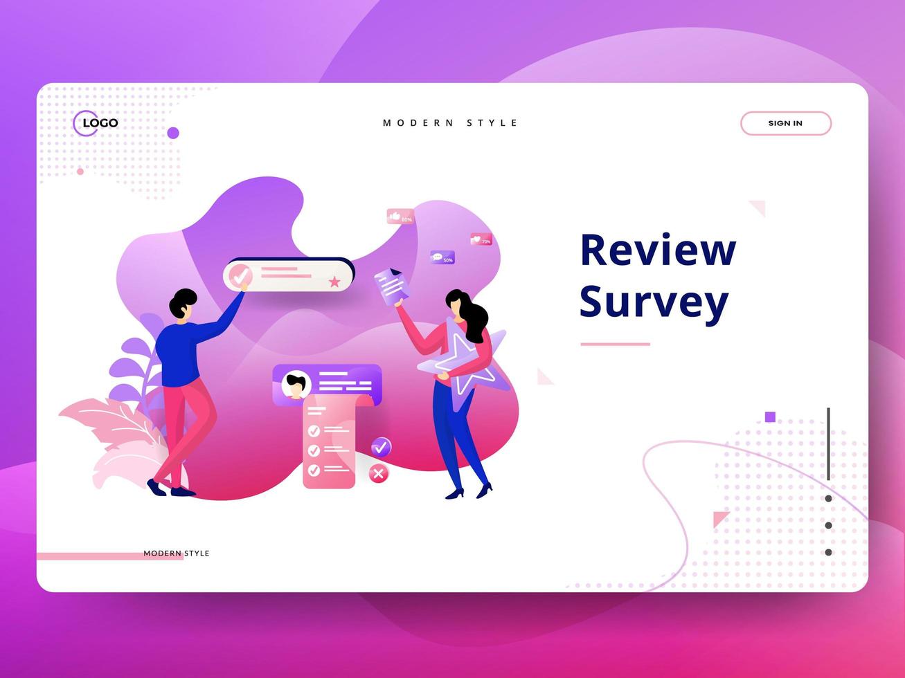 Landing Page Review Survey vector