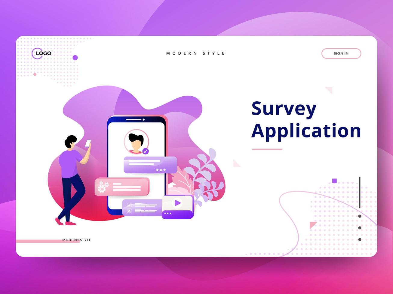 Landing Page Survey Application vector