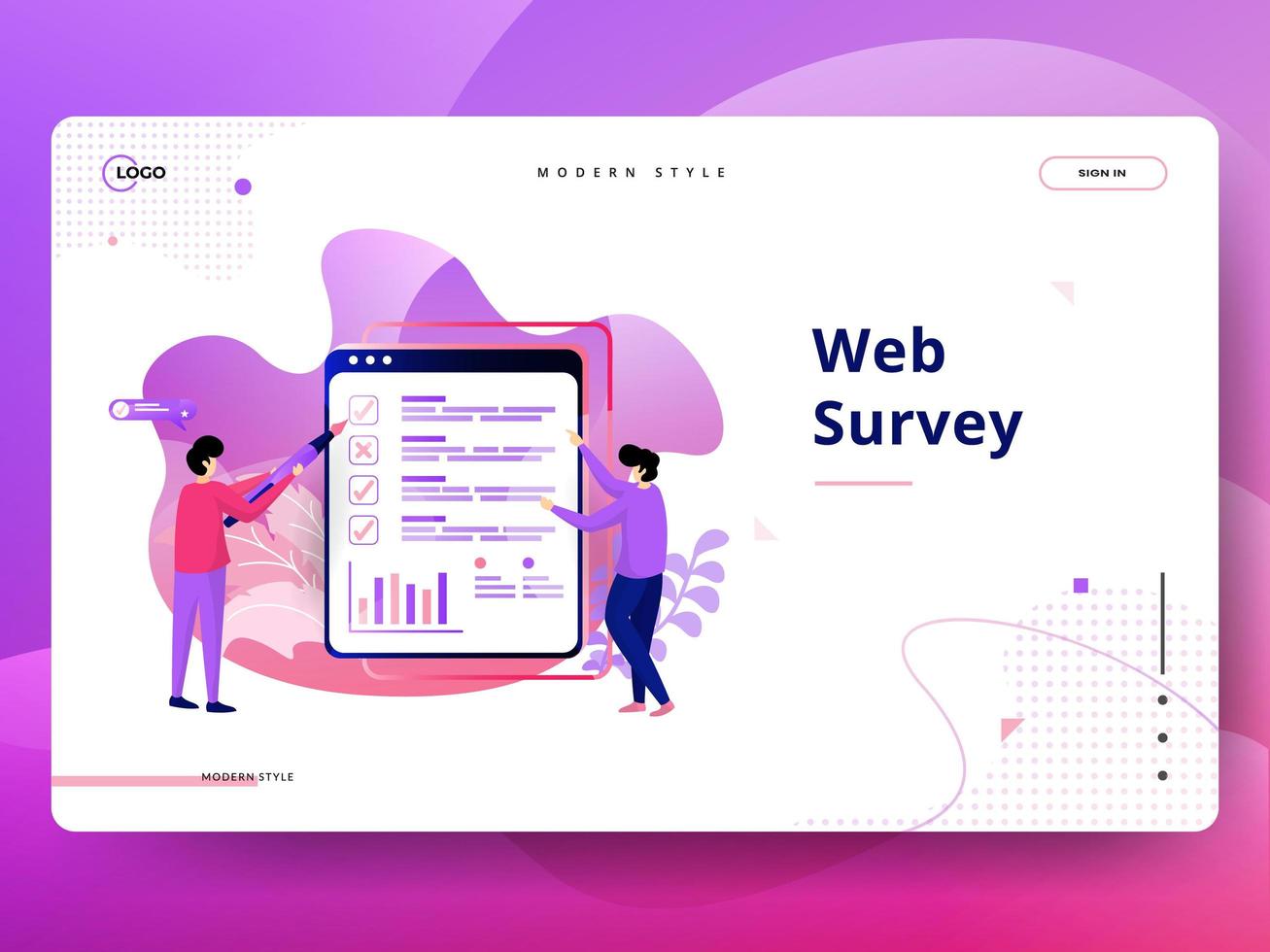 Landing Page Web Survey vector