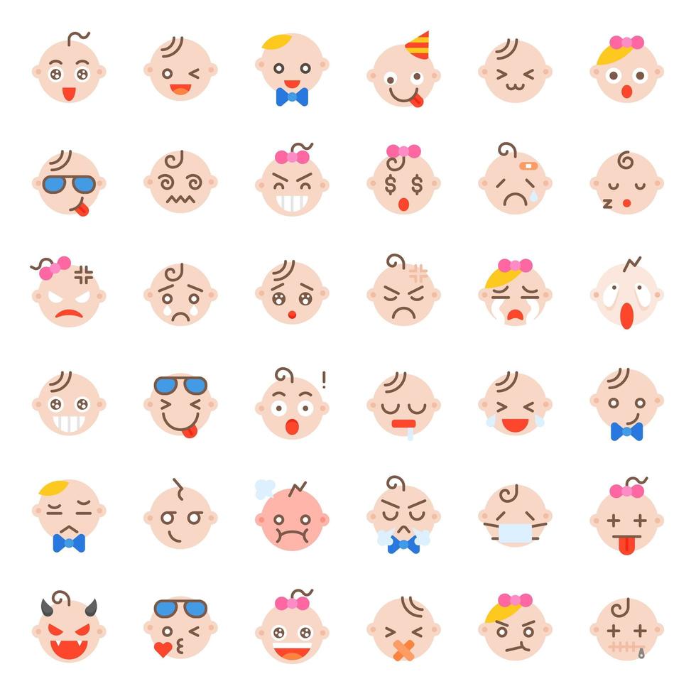 Baby face icon set vector