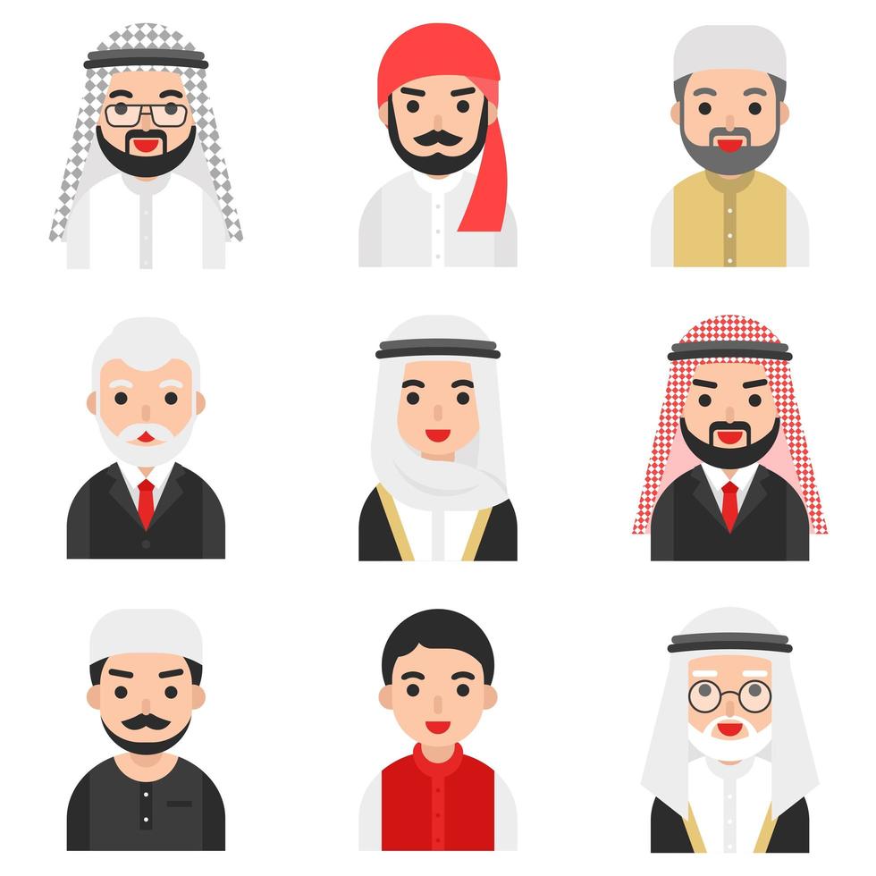 Set of Muslim men characters vector